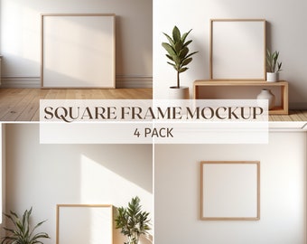 4 Square Frame Mockups | Wood Sign Mockup | Square Wood Frame | Poster Mockup | JPG and PSD | Styled Stock Photo | Mockup Frame