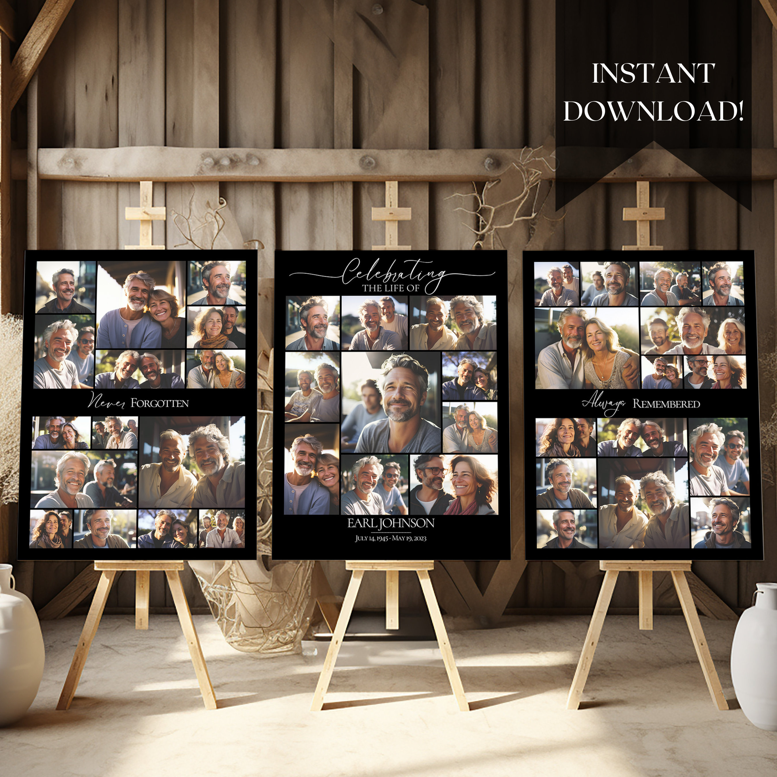 Memory Board Template Funeral Picture Collage Sign Set Templates Memory Board Template Funeral Picture Collage Sign Set Templates