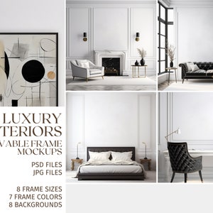 Movable Frame Mockup Bundle | 8 Luxury Interiors | Movable Frames | Luxury Frame Mockup | Styled Interior Mockups | Frame Mockup Kit | PSD