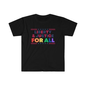 Unisex LGBTQ+ Liberty & Justice For All USA Patriot Gay Pride