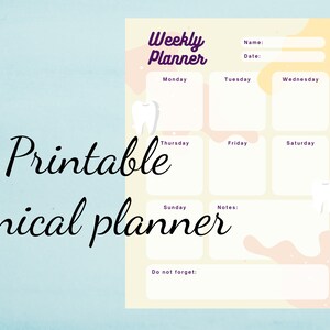 Digital Dental Planner | dentistry planner | dental hygiene clinicals | dental student planner | RDH | dentist | tooth stationary | minimal