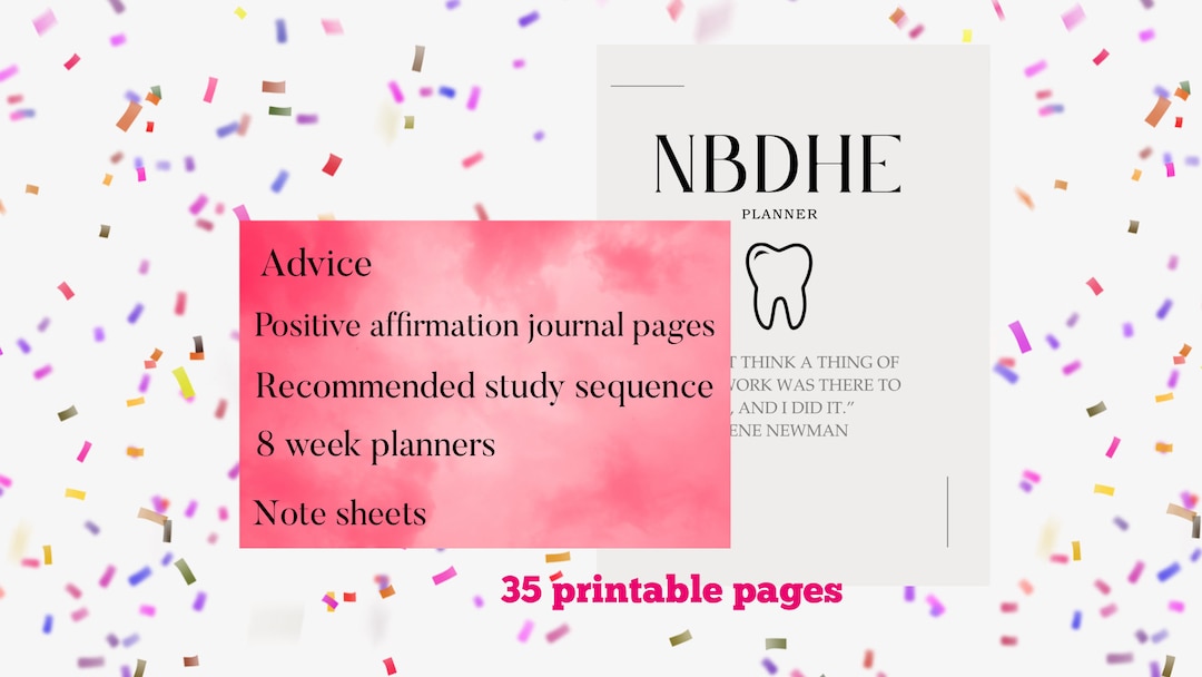 NBDHE Dental Hygiene Boards Printable Planner Dental Planner Dentistry