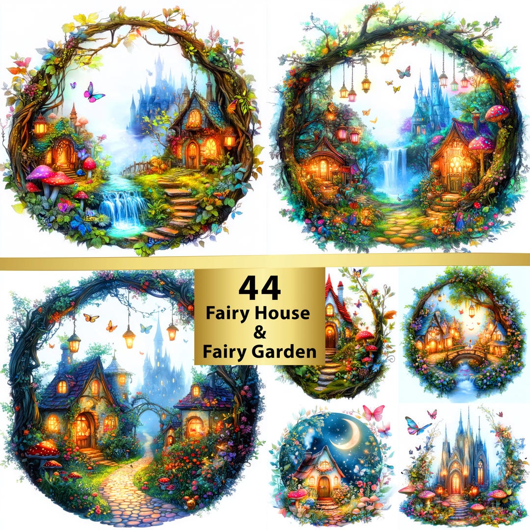 Fairy House and Fairy Garden Clipart, 44 JPEG, Digital Download ...