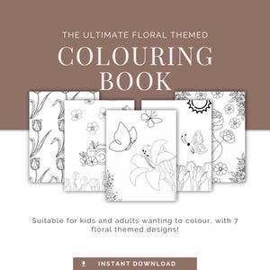 Libro da colorare digitale floreale / Canva modificabile e stampabile / Pagine da colorare rilassanti per bambini e adulti / Download immediato