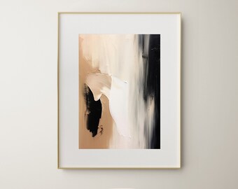 Abstract Painting, Neutral Black and Beige Tones, Contemporary Home Decor, Modern Wall Art, Digital Print