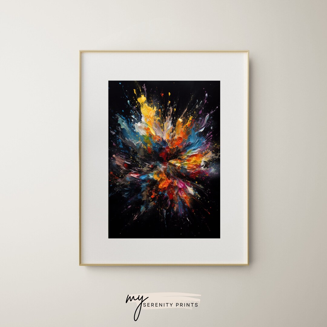 Abstract Painting, Black and Mixed Colors, Contemporary Home Decor ...