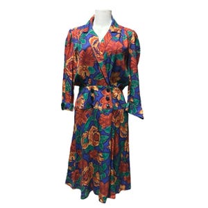 Vintage 80s Leslie Fay Midi Secretary Dress 8 , Floral