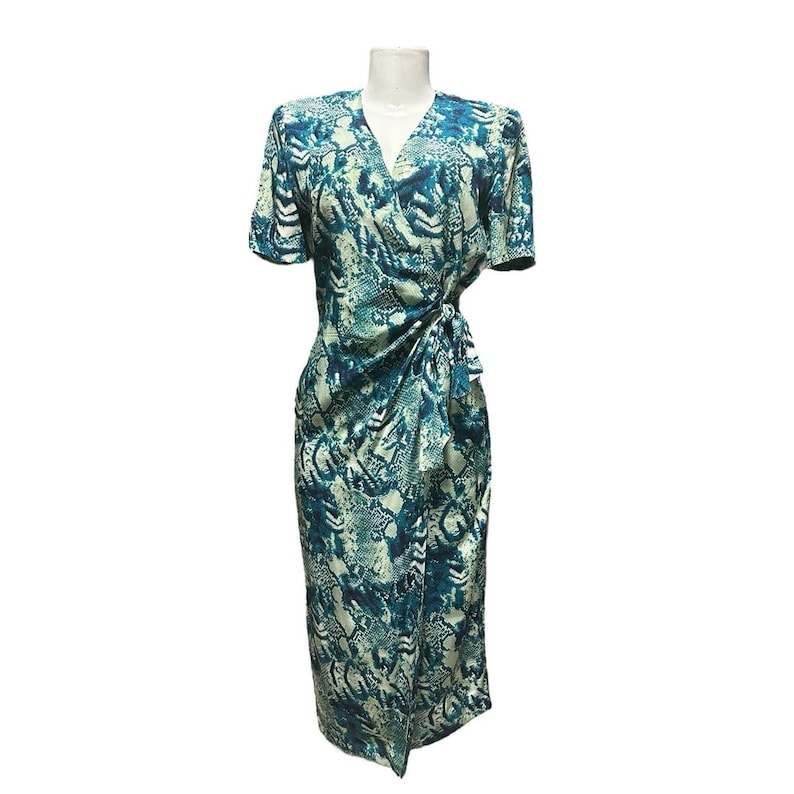 Vintage Adrianna Papell SNAKE SKIN Silk WRAP Dress Size 6 image 1