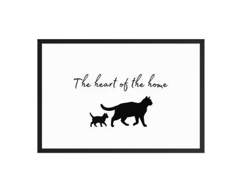 The Heart of the Home Wall Art | Cat Lover Home Decor | Framed Pet Wall Art | Cat Family Decor