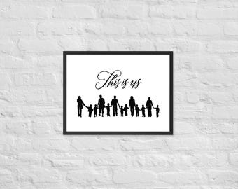 This Is Us Family Wall Art | Framed Family Quote | Home Decor Sign | Living Room Wall Art