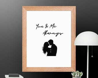 You and Me Framed Wall Art | Romantic Couple Print | Marriage Wall Decor | Anniversary Gift for Husband or Wife**