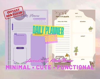 Daily Planner Printable Bundle | Lavender and Koala Theme | Minimal Planner | Instant Download PDF