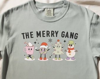 T-shirt couleurs confort joyeux gang, chemise de Noël, t-shirt Noël drôle, chemise de Noël bonhomme de neige, t-shirt sapin de Noël