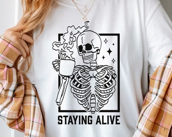 Staying Alive Comfort Colors T-Shirt, Halloween Shirt
