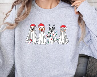 Dogs Christmas Crewneck Sweatshirt, Christmas Sweater, Xmas Holiday Gift, Dog Lover Gifts