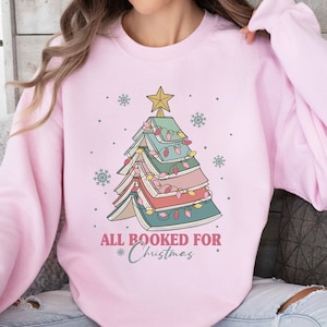 Book Lover Sweater, Gift For Librarian, Librarian Sweater, Bookworm Shirt, Bookish Shirt, Librarian Tshirt, Christmas Sweater, Gift For Book Lover, Christmas Sweatshirt, Library Hoodie, Librarian Sweater, All Booked For Christmas