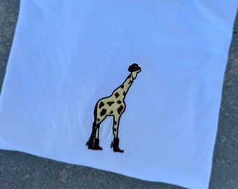 Cowboy Giraffe Comfort Colors Embroidered T-Shirt, Giraffe Shirt, Giraffe Lover