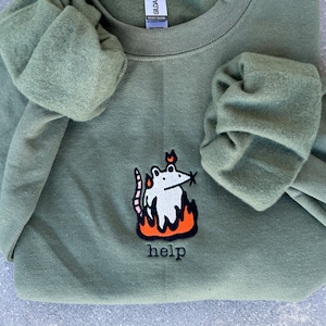 Rat On Fire geborduurd sweatshirt, grappige trui