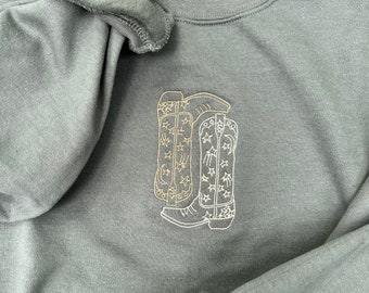 Cowgirl Boots Embroidered Sweatshirt l Cowgirl Boots Embroidered Crewneck l Cowboy Boots Embroidered Sweater l Cowboy Embroidered Hoodie