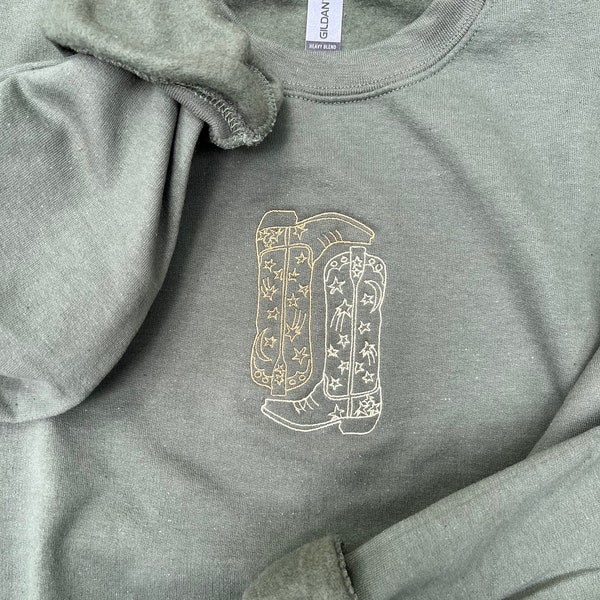 Cowgirl Boots Embroidered Sweatshirt l Cowgirl Boots Embroidered Crewneck l Cowboy Boots Embroidered Sweater l Cowboy Embroidered Hoodie