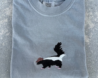 Skunk Cowboy Comfort Colors Embroidered T-Shirt, Skunk Shirt, Skunk Lover