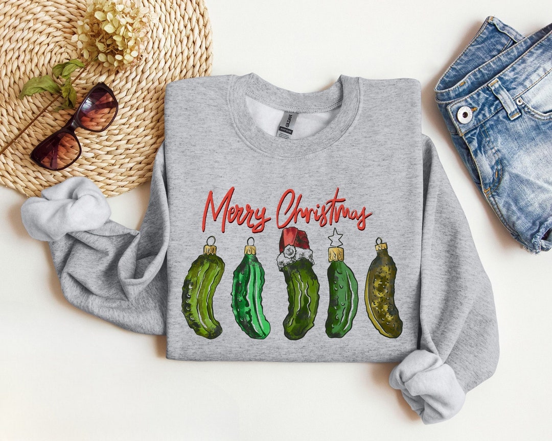 Merry Christmas Pickle Sweater Crewneck Sweatshirt Pickle Etsy
