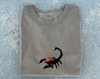 Scorpion Cowboy Embroidered T-Shirt, Scorpion Shirt, Scorpion Lover
