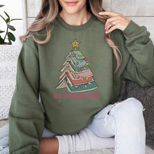 Book Lover Sweater, Gift For Librarian, Librarian Sweater, Bookworm Shirt, Bookish Shirt, Librarian Tshirt, Christmas Sweater, Gift For Book Lover, Christmas Sweatshirt, Library Hoodie, Librarian Sweater, All Booked For Christmas