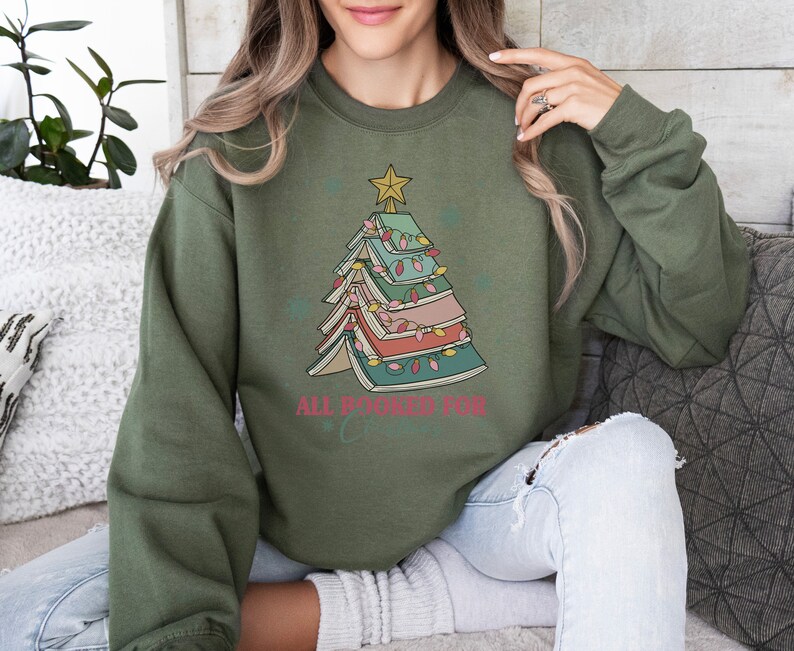 Book Lover Sweater, Gift For Librarian, Librarian Sweater, Bookworm Shirt, Bookish Shirt, Librarian Tshirt, Christmas Sweater, Gift For Book Lover, Christmas Sweatshirt, Library Hoodie, Librarian Sweater, All Booked For Christmas