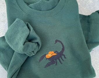Scorpion Cowboy Embroidered Sweatshirt, Funny Sweater, Scorpion Lover, Scorpion Sweater