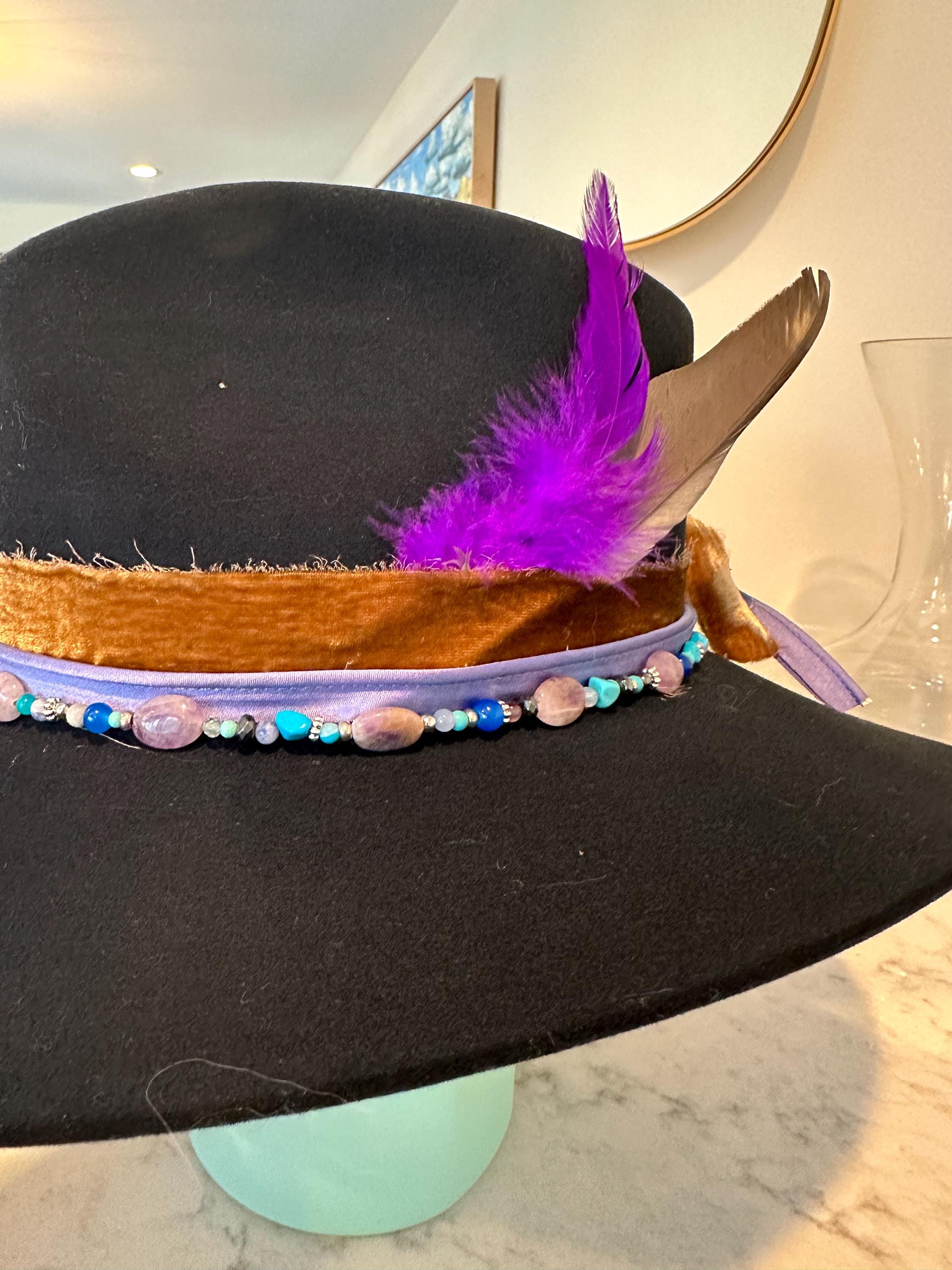 Amethyst Hat Band / Beaded Hat Band / Hat Decoration / Woven  display picture 1