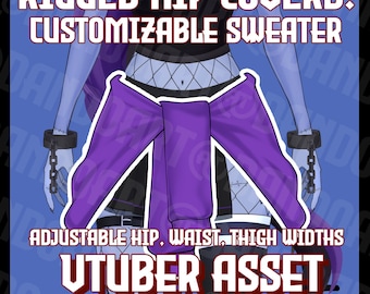 Cubre-cadera para suéter Rigged Live2d Vtuber Asset - Personalizable, ajustable en cintura, cadera y muslo