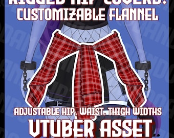 Funda de franela a cuadros para caderas Rigged Live2d Vtuber Asset - Patrones a cuadros personalizables, ajustable en cintura, cadera y muslo