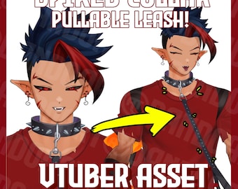 Collar y correa con pinchos (recurso animado de Vtuber)
