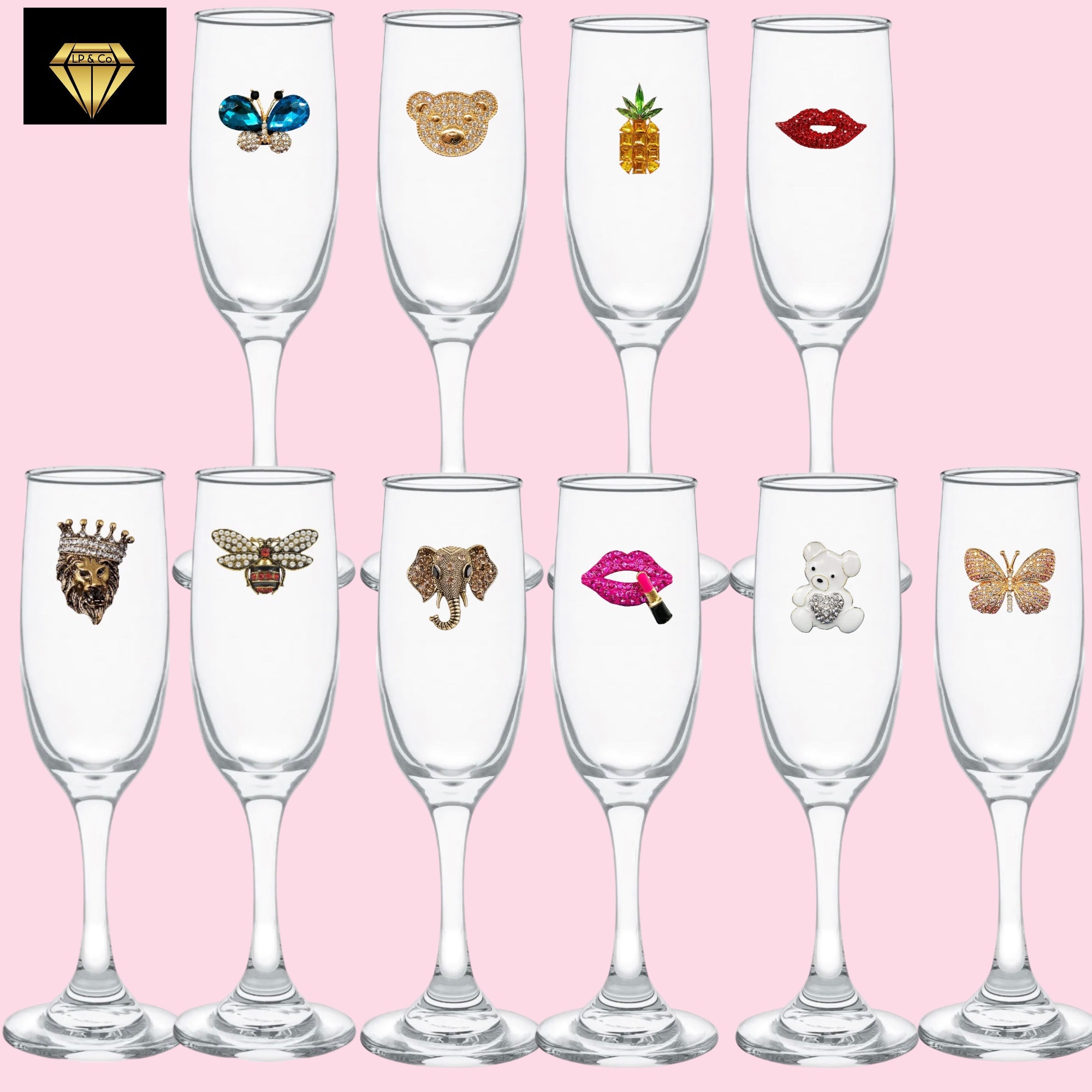 The Queens' Jewels Hummingbird Jeweled Glassware, Wine Glasses