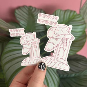 Pink Cowboy Droid Sticker | Minimalist Star Wars Inspired Fandom Merch