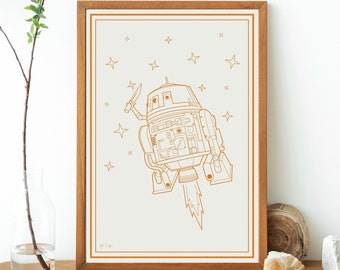 Chopper Poster | Star Wars Inspired | Minimalist Droid Poster | Trendy Aesthetic | Star Wars Cute Poster | Gifts for Girls | Star Wars Girly