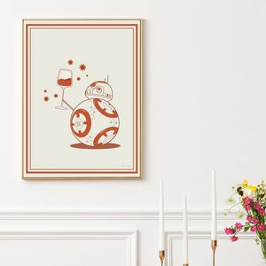 Aesthetic, Minimalist Star Wars Inspired Poster | Boho Room Decor | Nerdy Decor | Star Wars Mid Century Modern | BB8 | Cute Star Wars