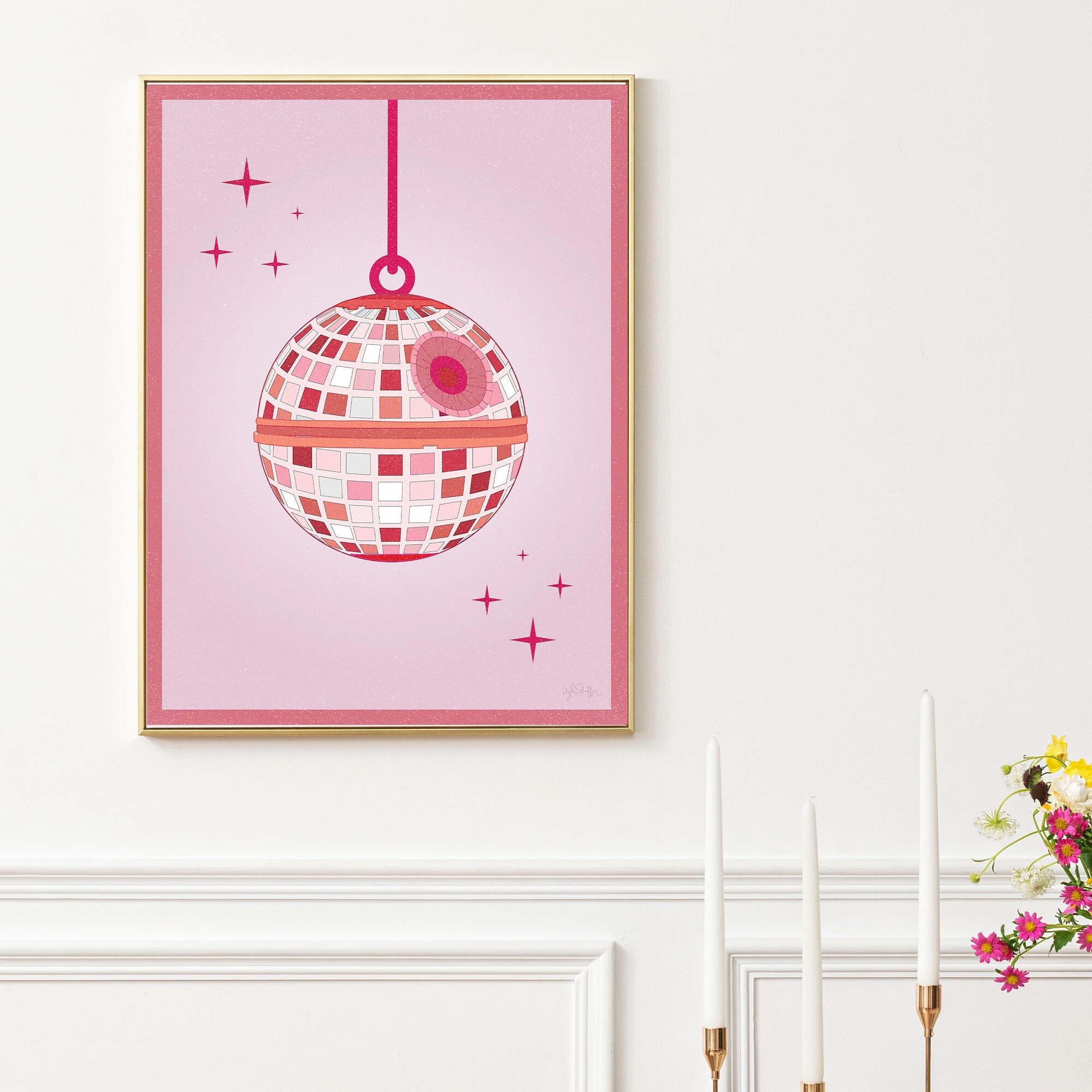 Disco Ball Death Star Poster Star Wars Inspired Trendy Room Decor Mid