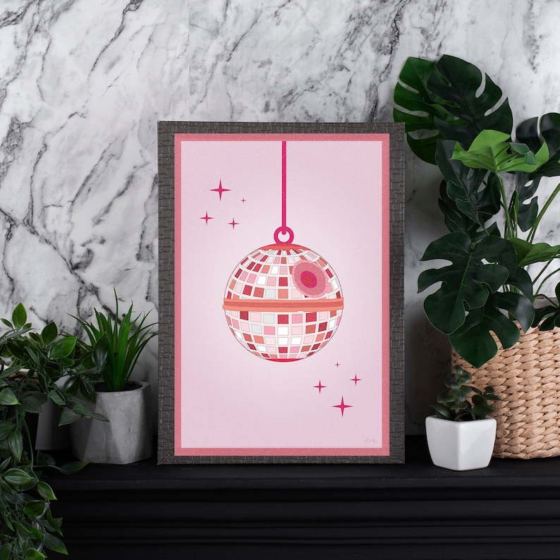 Disco Ball Death Star Poster Star Wars Inspired Trendy Etsy