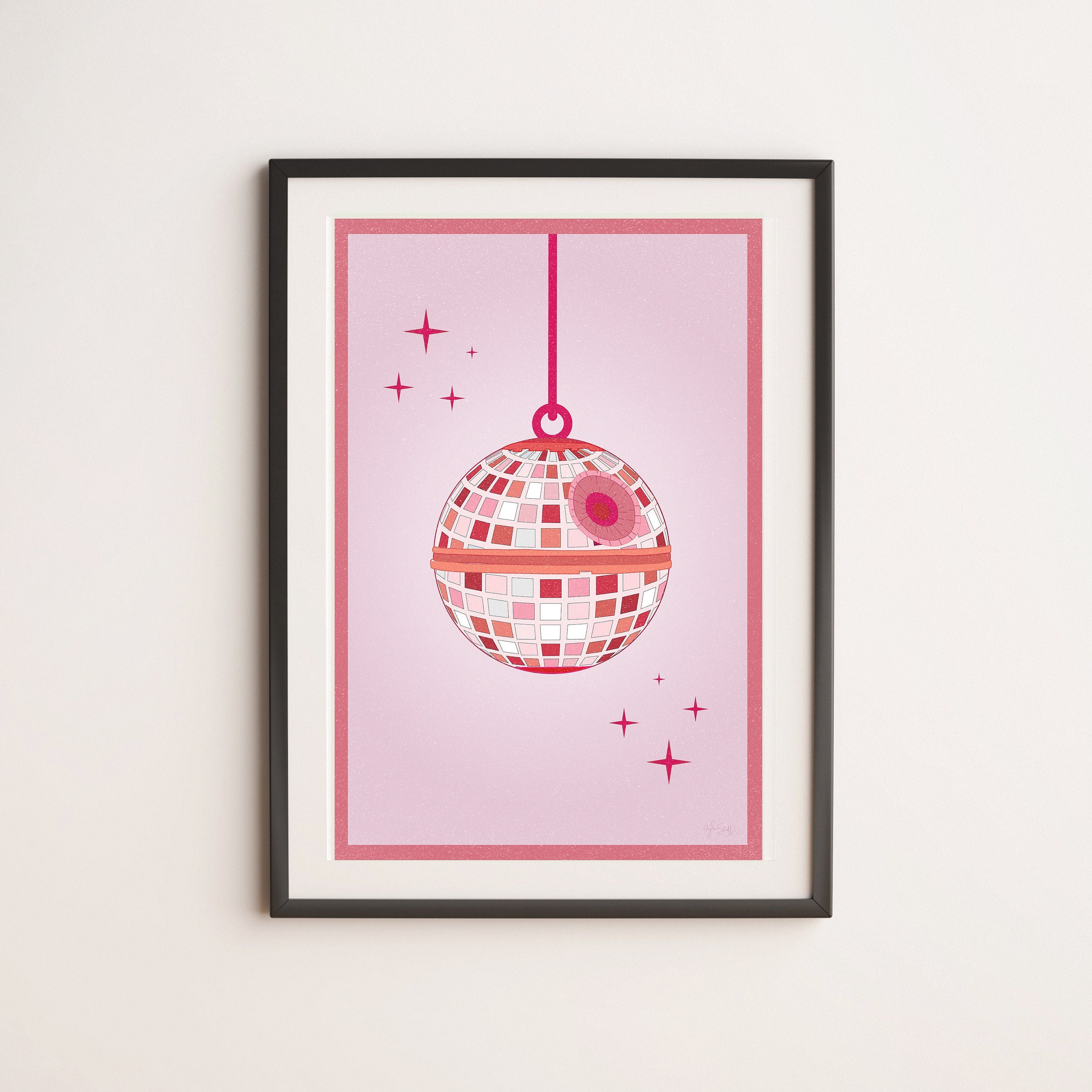 Disco Ball Death Star Poster Star Wars Inspired Trendy Room Decor Mid
