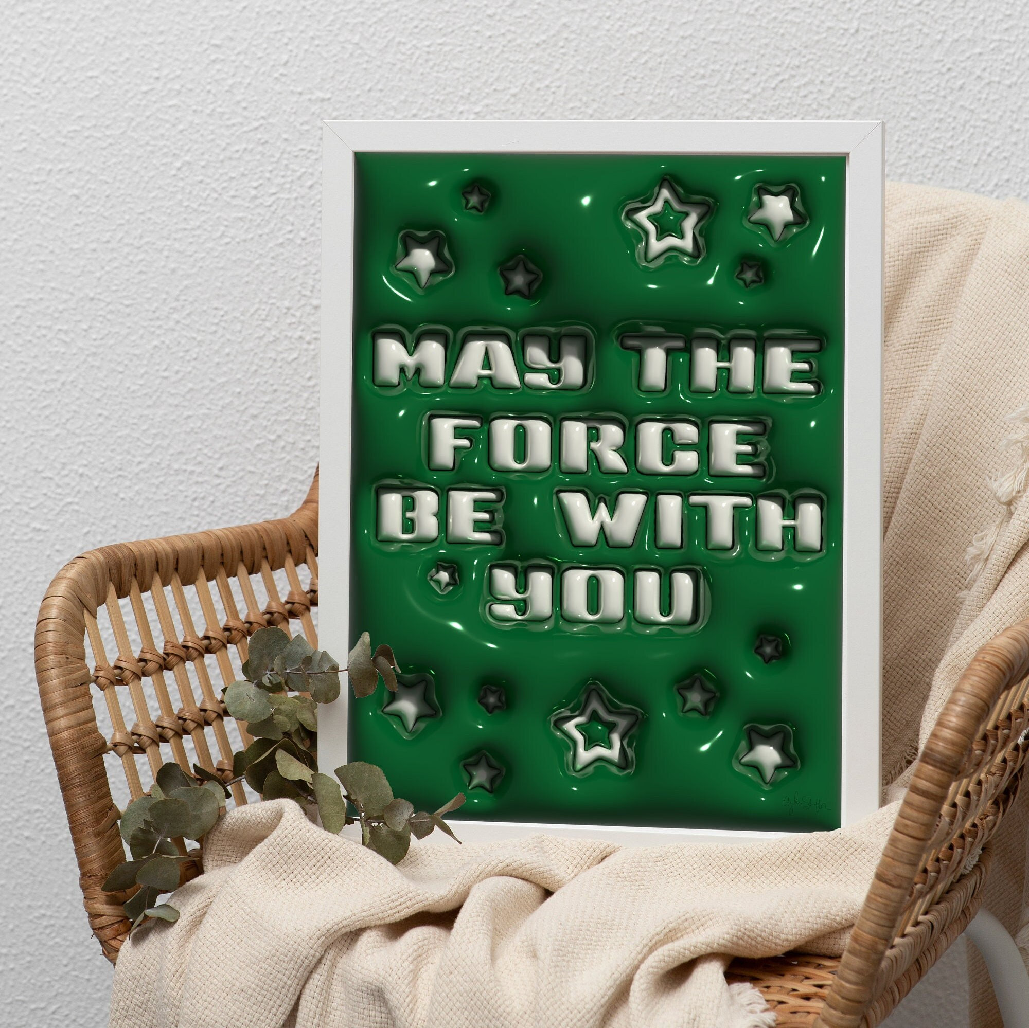 Green Star Wars Inspired Quote Poster | MTFBWY | Retro Wall Art | Digital Download | Girl Decor | Minimalist | Trendy Star Wars | Cute Gift