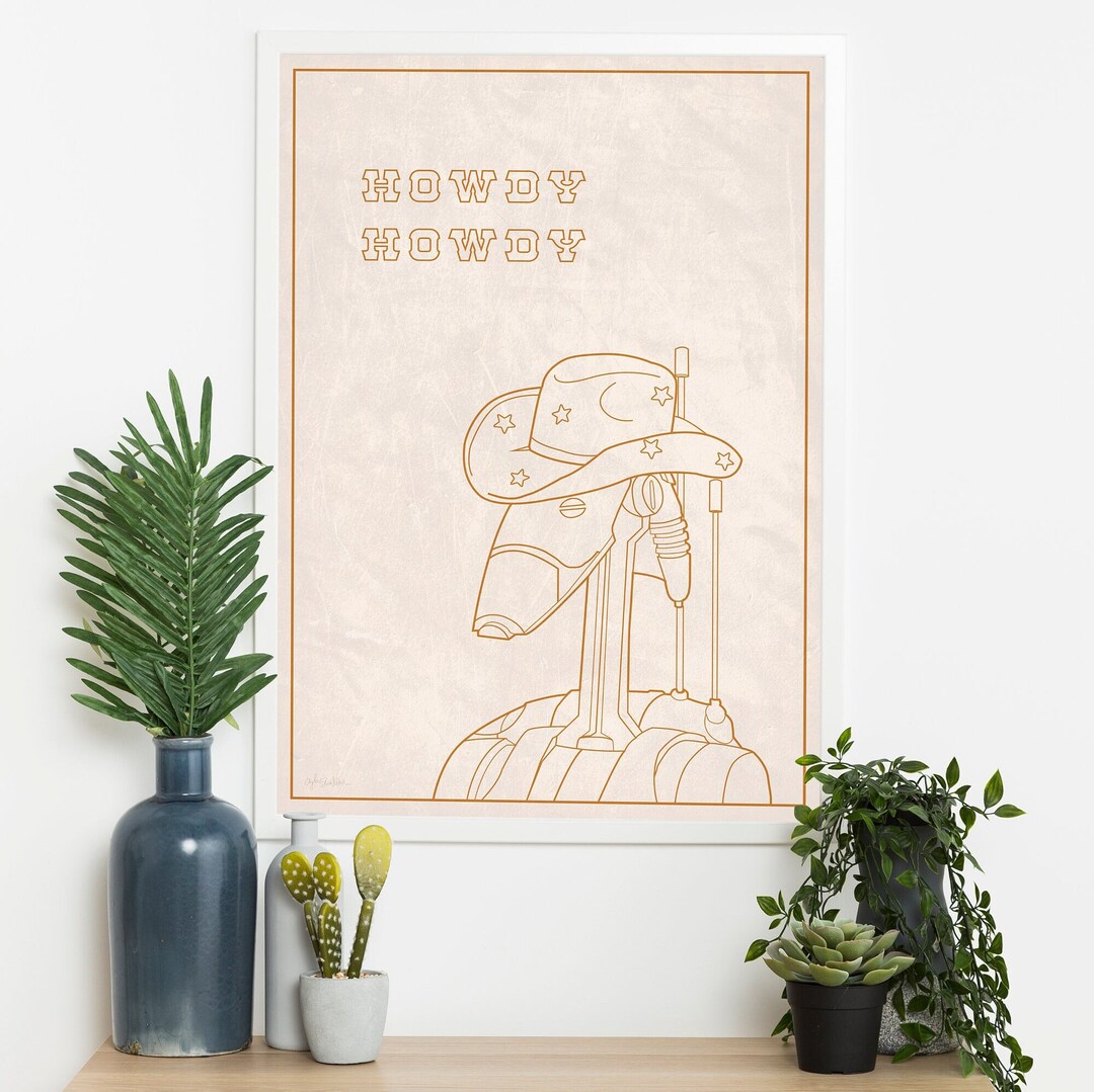 Orange Howdy Droid Print Star Wars Inspired Minimalist Droid Trendy