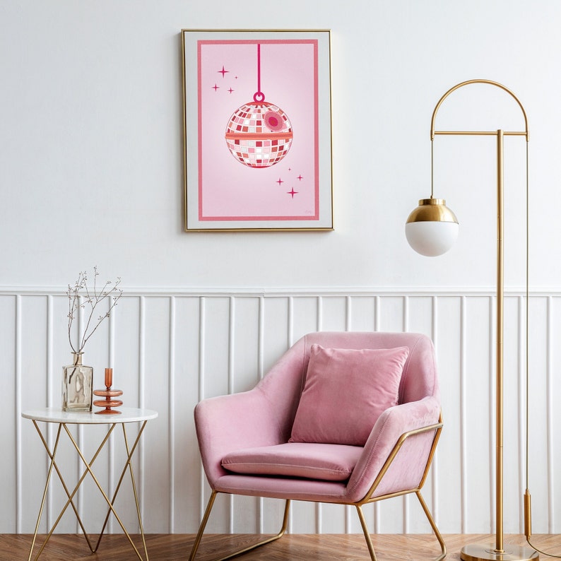 Disco Ball Death Star Poster Star Wars Inspired Trendy Etsy