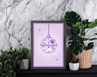 Star Wars Inspired Disco Ball + Death Star Poster | Trendy Room Decor | Mid Century Modern | Aesthetic | Minimalist | Cute Star Wars