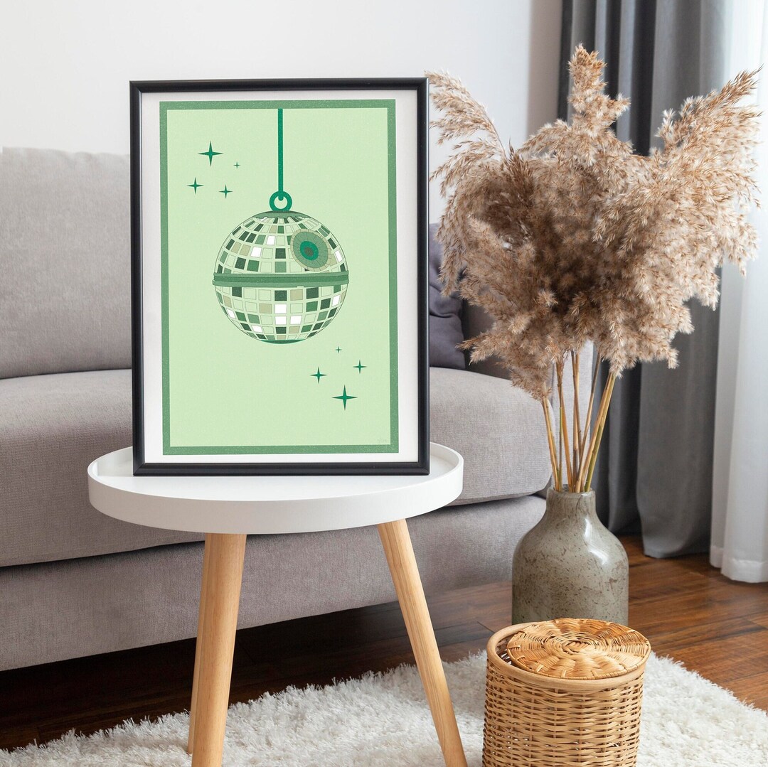 Green Disco Ball Death Star Poster Star Wars Inspired Trendy Room Decor