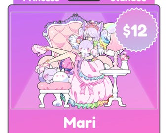 Pastel Princess Mari Acrylic Standee - Kawaii Gamer Desk Decor