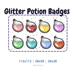 Glittery Magical Witchy Potion Bottles Badges - Twitch Subscriber Bit Badge | Channel Point Icon | Discord Emotes | Ready to use