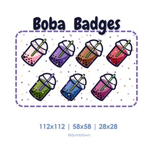 Kawaii Bubble Milk Tea Boba Badges || Twitch Subscriber Bit Badge | Channel Point Icon  + PRIDE VARIATIONS - Emotes || Ready to use
