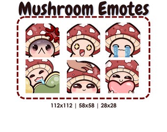 Chibi Red Mushroom Twitch Emotes || Discord Emotes - Youtube Emotes || Ready to use